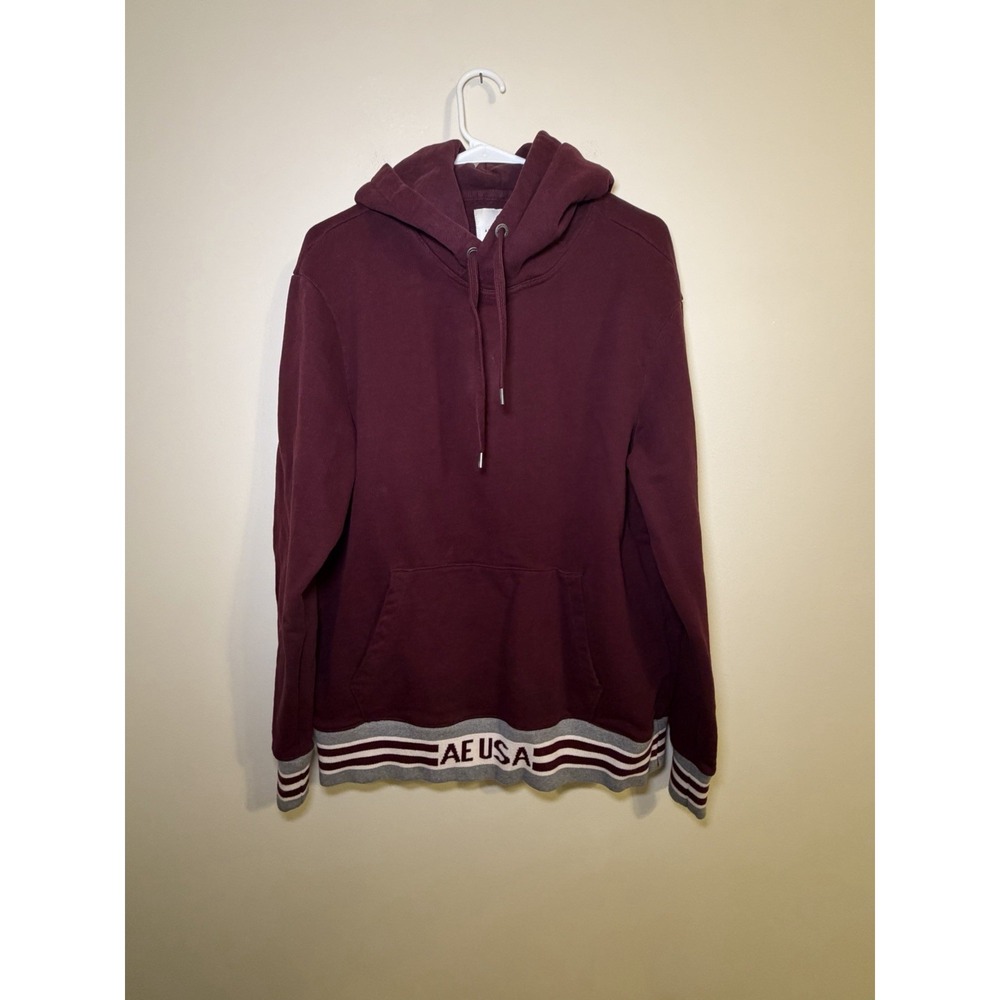 American Eagle Burgundy Hooded Sweatshirt Size Medium